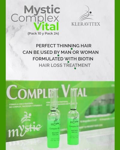 Mystic Complex Vital Ampoules For Hair Loss and Thinning - Regrowth Treatment With Biotin Bio-Complex and Tocopherol (Pk.10)