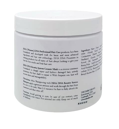 ISHA DNA Ceramic Hair Mask Infused with Keratin - For All Types of Hair - Conditioning Mask That Repairs and Hydrates Damaged Hair - Repairs and Prevents Split Ends and Breakage Controls Frizz