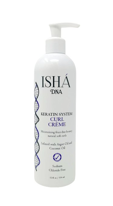 ISHA DNA Keratin System Curl Creme - Infused with Argan Oil and Coconut Oil - Moisturizing Frizz Free Bouncy Natural Soft Curls - Curling Cream For Wavy and Curly Hair - Sulfate Free