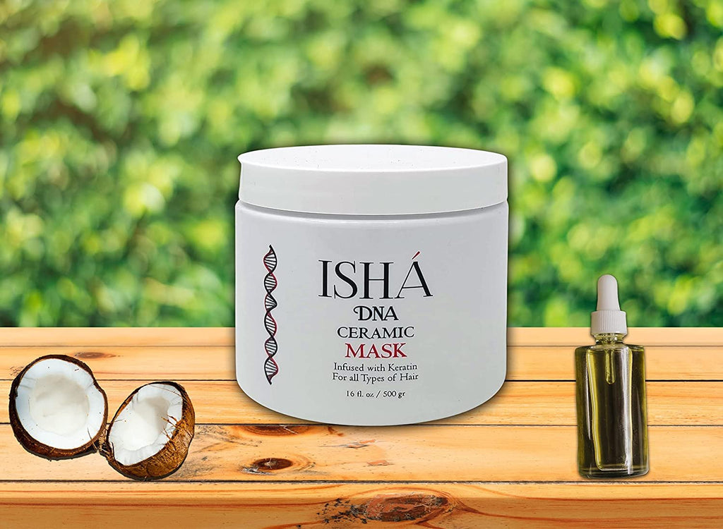 ISHA DNA Ceramic Hair Mask Infused with Keratin - For All Types of Hair - Conditioning Mask That Repairs and Hydrates Damaged Hair - Repairs and Prevents Split Ends and Breakage Controls Frizz