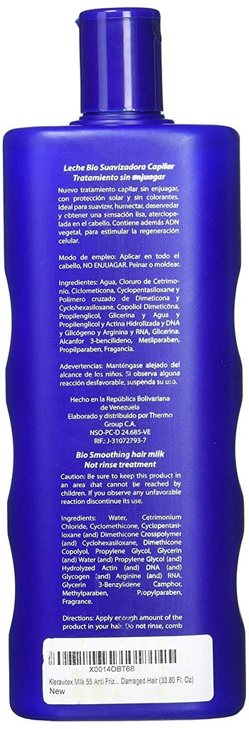 KLERAVITEX Milk 55 Leave In Conditioner Hair Detangler Cream Treatment 33.80 oz Anti-Frizz Bottle Deep Conditioner Hair Repair Protectant for Dry and Damaged Hair For Curly Hair and Natural Hair